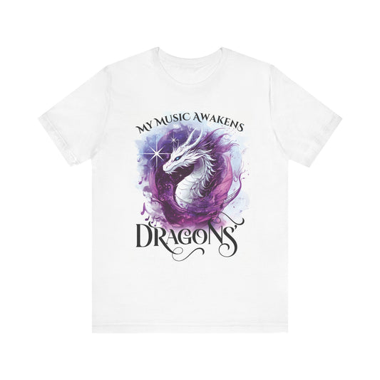 My Music Awakens Dragons Unisex Jersey Tee - Perfect for Book Lovers and Fantasy Fans